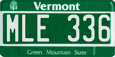 VT license plate MLE336
