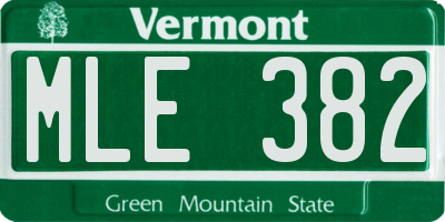 VT license plate MLE382