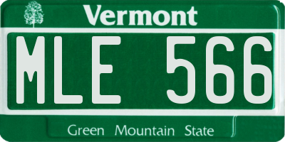 VT license plate MLE566