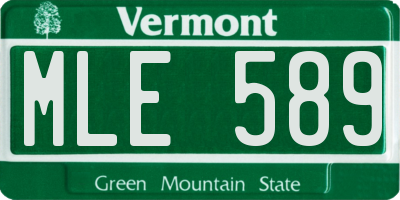 VT license plate MLE589