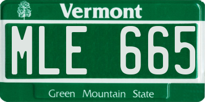 VT license plate MLE665