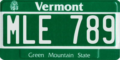 VT license plate MLE789