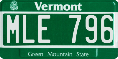 VT license plate MLE796