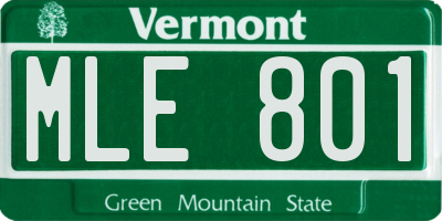 VT license plate MLE801