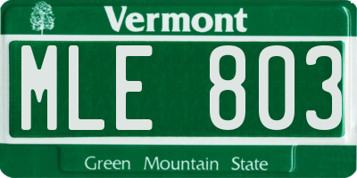 VT license plate MLE803