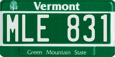 VT license plate MLE831
