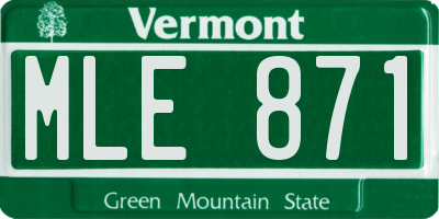VT license plate MLE871