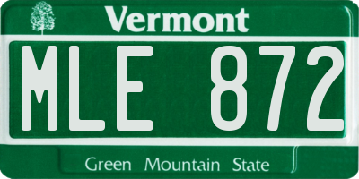 VT license plate MLE872