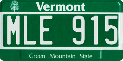 VT license plate MLE915