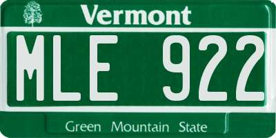 VT license plate MLE922