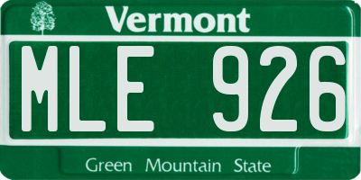 VT license plate MLE926