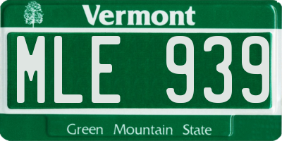 VT license plate MLE939