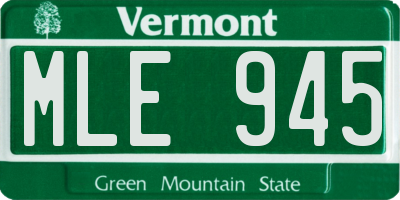 VT license plate MLE945