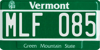 VT license plate MLF085