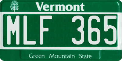 VT license plate MLF365