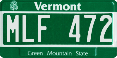 VT license plate MLF472