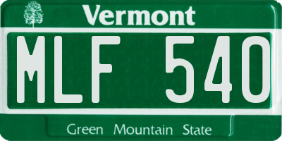 VT license plate MLF540