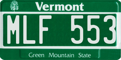 VT license plate MLF553