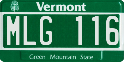 VT license plate MLG116