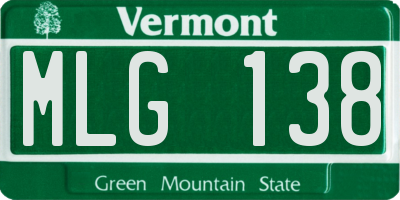 VT license plate MLG138