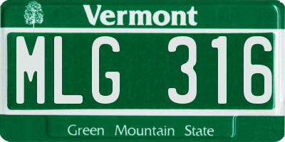 VT license plate MLG316