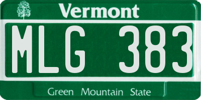 VT license plate MLG383