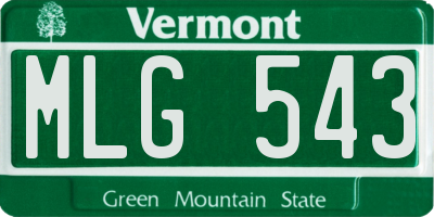 VT license plate MLG543