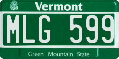 VT license plate MLG599