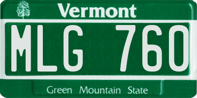 VT license plate MLG760