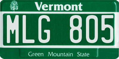 VT license plate MLG805