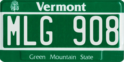 VT license plate MLG908