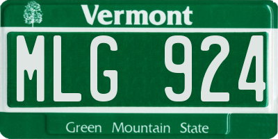 VT license plate MLG924