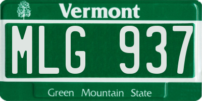 VT license plate MLG937