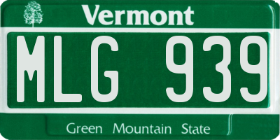 VT license plate MLG939