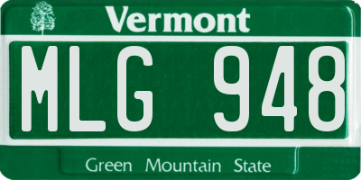 VT license plate MLG948