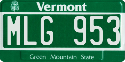 VT license plate MLG953