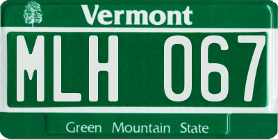VT license plate MLH067