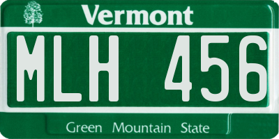 VT license plate MLH456