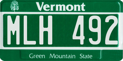 VT license plate MLH492