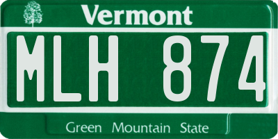 VT license plate MLH874