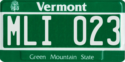 VT license plate MLI023