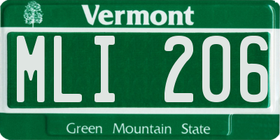 VT license plate MLI206