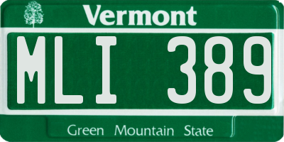 VT license plate MLI389