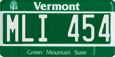 VT license plate MLI454