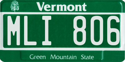 VT license plate MLI806