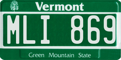 VT license plate MLI869