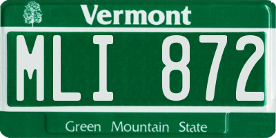 VT license plate MLI872