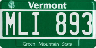 VT license plate MLI893