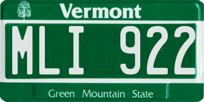 VT license plate MLI922