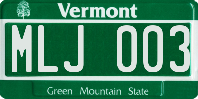 VT license plate MLJ003